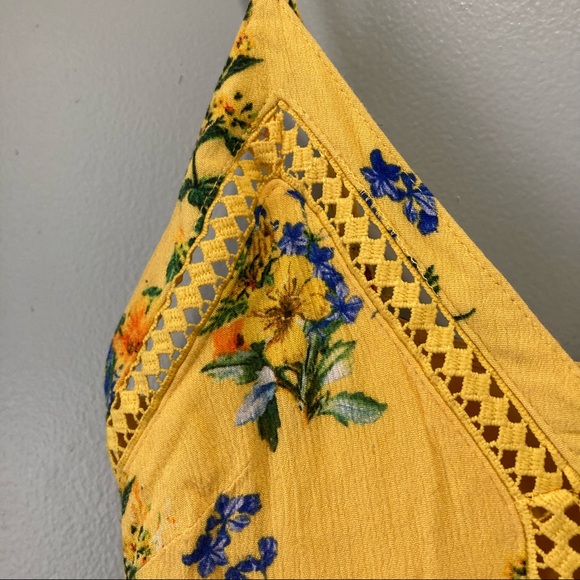 JustFab Yellow Floral Flirty Fit and Flare Dress Rayon Size Small - Picture 5 of 13